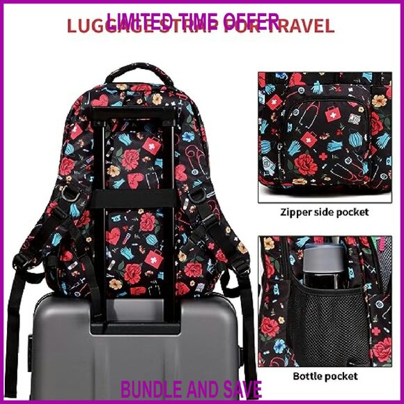 Large 20L Waterproof Laptop Backpack with 12 Pockets for Nursing Work - Picture 6 of 8